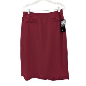 Jones New York Burgundy Midi Pencil Skirt Office Workwear Classic NWT FLAW Sz 8